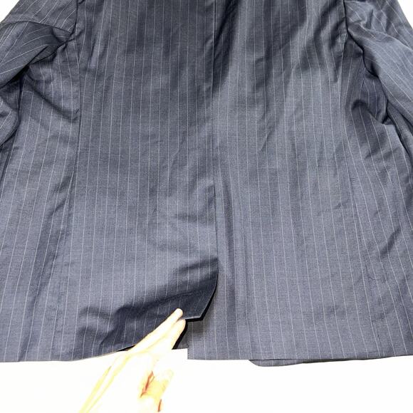 BURBERRY Sport Coat Size 50R Navy Pinstripe Wool Jacket Kensington Blazer FLAWED - Picture 7 of 11